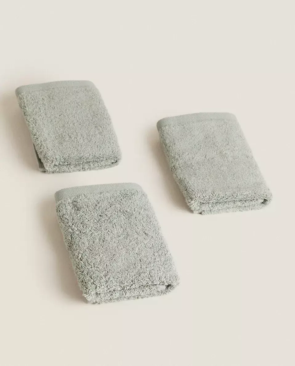 ZARA HOME (НАБОР ИЗ 3 ШТ.) ПОЛОТЕНЦЕ ИЗ ВЫСОКОКАЧЕСТВЕННОГО ХЛОПКА, ЗЕЛЕНЫЙ