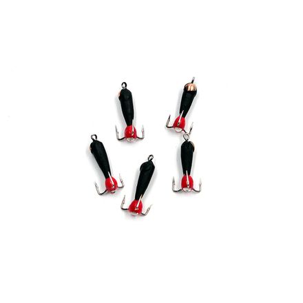 Мормышка вольф. безнасадочная "ЯМАН" Черт с петлей с медной коронкой (длинный), d-2 мм, вес 0,5 г, капля с глазком, цв. флуор. красный