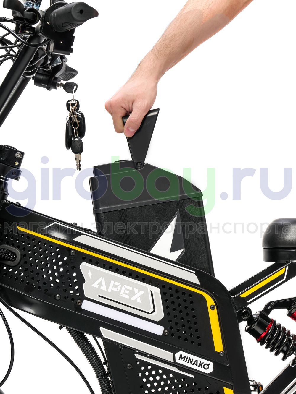 Электровелосипед Minako APEX (48V/20Ah) - Желтый фото №10