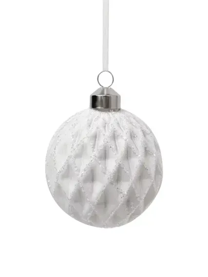 Набор винтажных стеклянных шаров Белый танец 80 мм., белый, 9 шт., Christmas DeLuxe (13038)