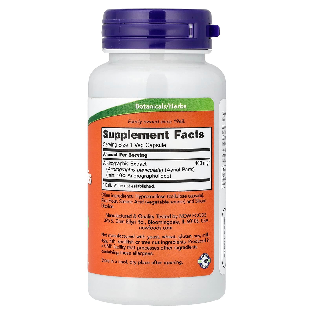 NOW Foods, экстракт андрографиса, 400 мг, 90 вегетарианских капсул