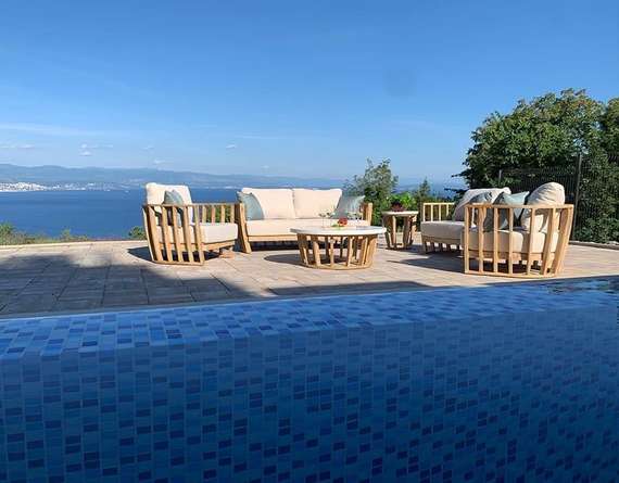 Комплект уличной мебели Woodland из массива эвкалипта, диван, 2 кресла, столик