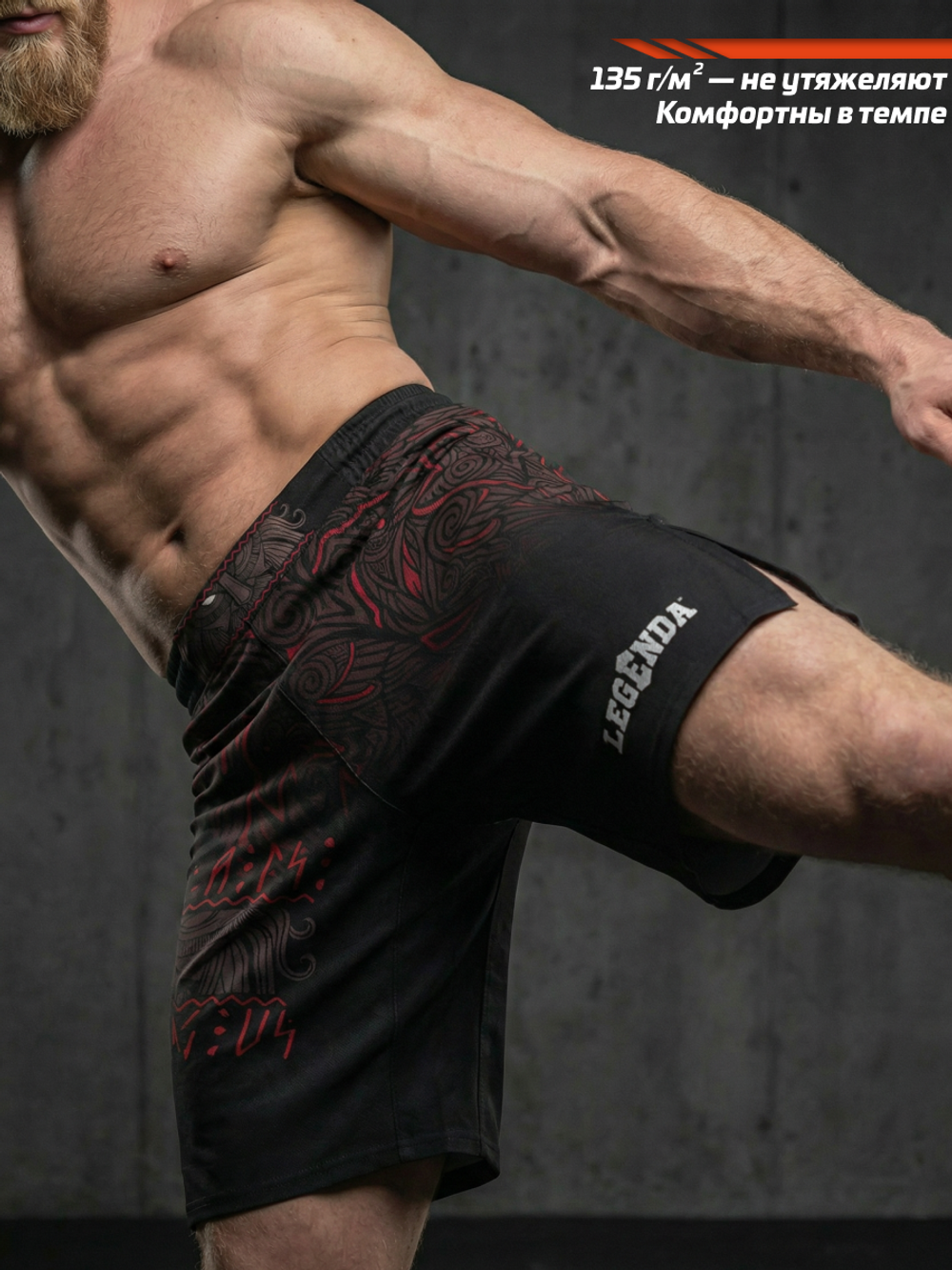 Шорты спортивные тренировочные черные LEGENDA Вальхалла