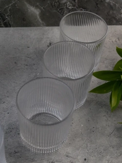 Набор ребристых бокалов для виски, 350 мл. 6 шт. Прозрачные