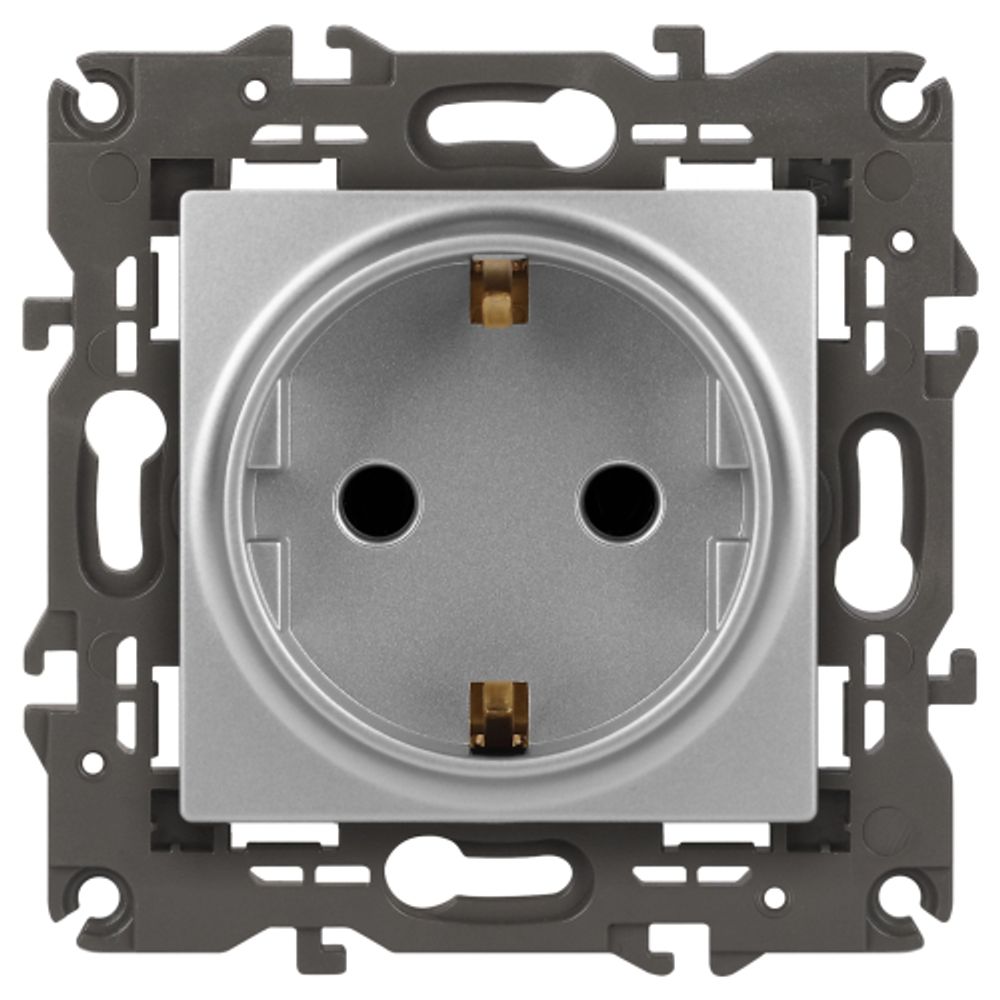 Розетка ЭРА Elegance 14-2101-03 с заземлением 2P+E Schuko 16A-250В IP20 алюминий