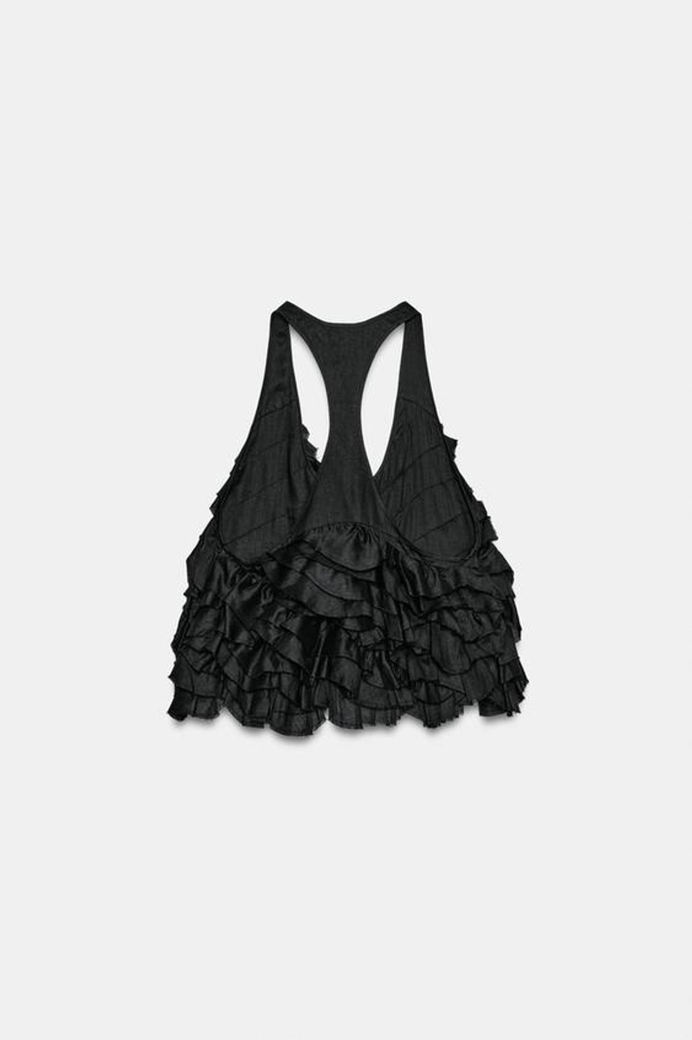 ZARA ТОП С ВОЛАНАМИ И РАМИ — ZW COLLECTION, ЧЕРНЫЙ