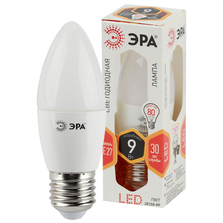Лампочка светодиодная ЭРА STD LED B35-9W-827-E27 E27 / Е27 9Вт свеча теплый белый свет