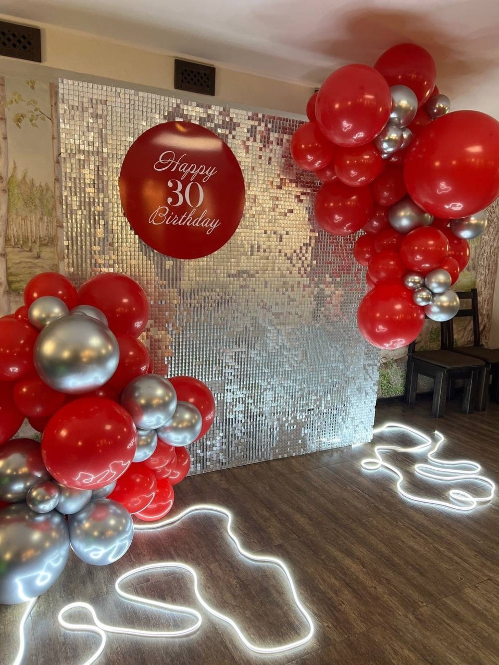 Фотозона Пайетка solaair серебро/красный №1704