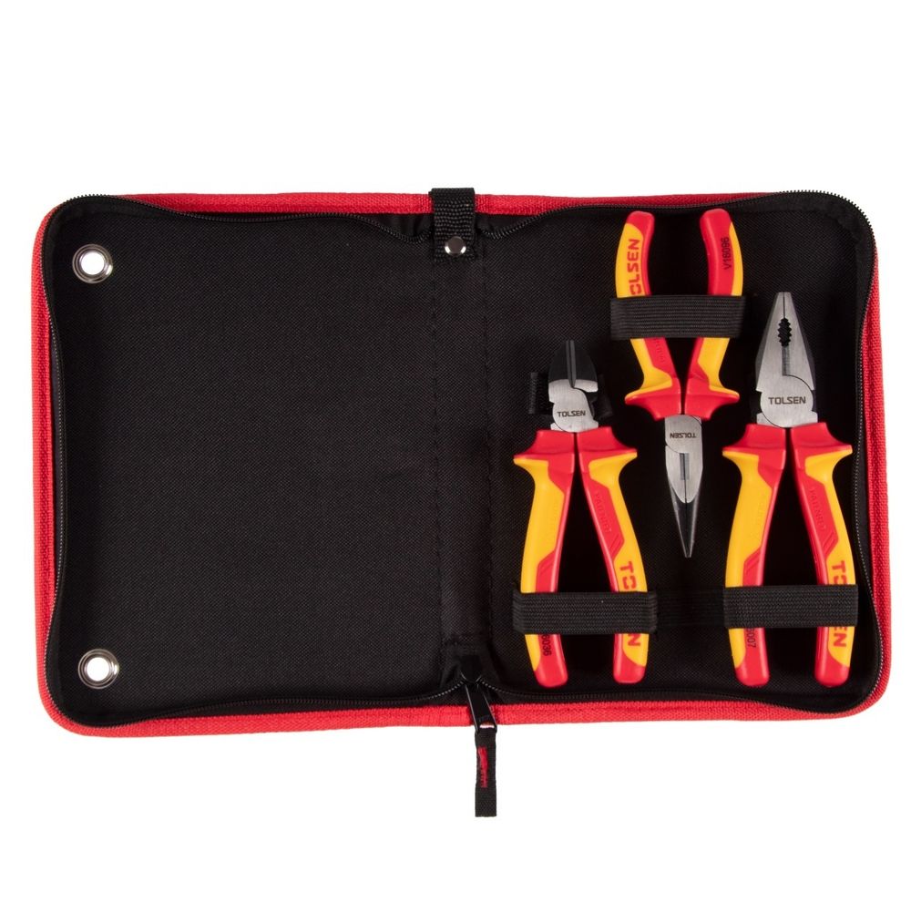 TOLSEN (TTV83103) Набор пассатижей и бокорезов диэлектрических, 3 предмета, в футляре на молнии