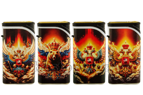 Зажигалки Турбо jet пламя  металл (FML-980) Гербы России (25шт*40бл)