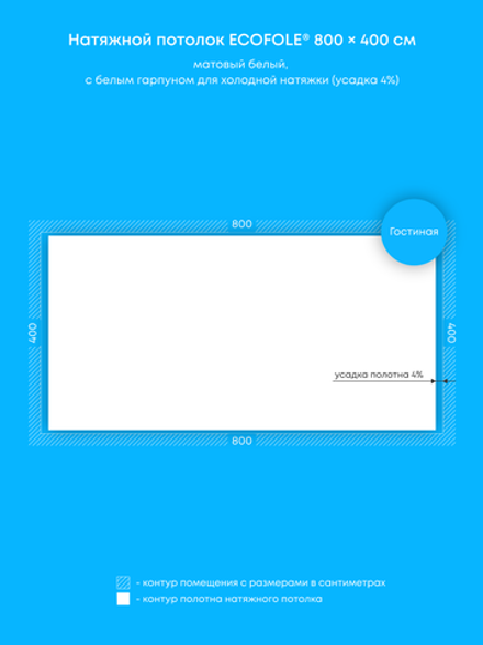 Матовый натяжной потолок 32 м2