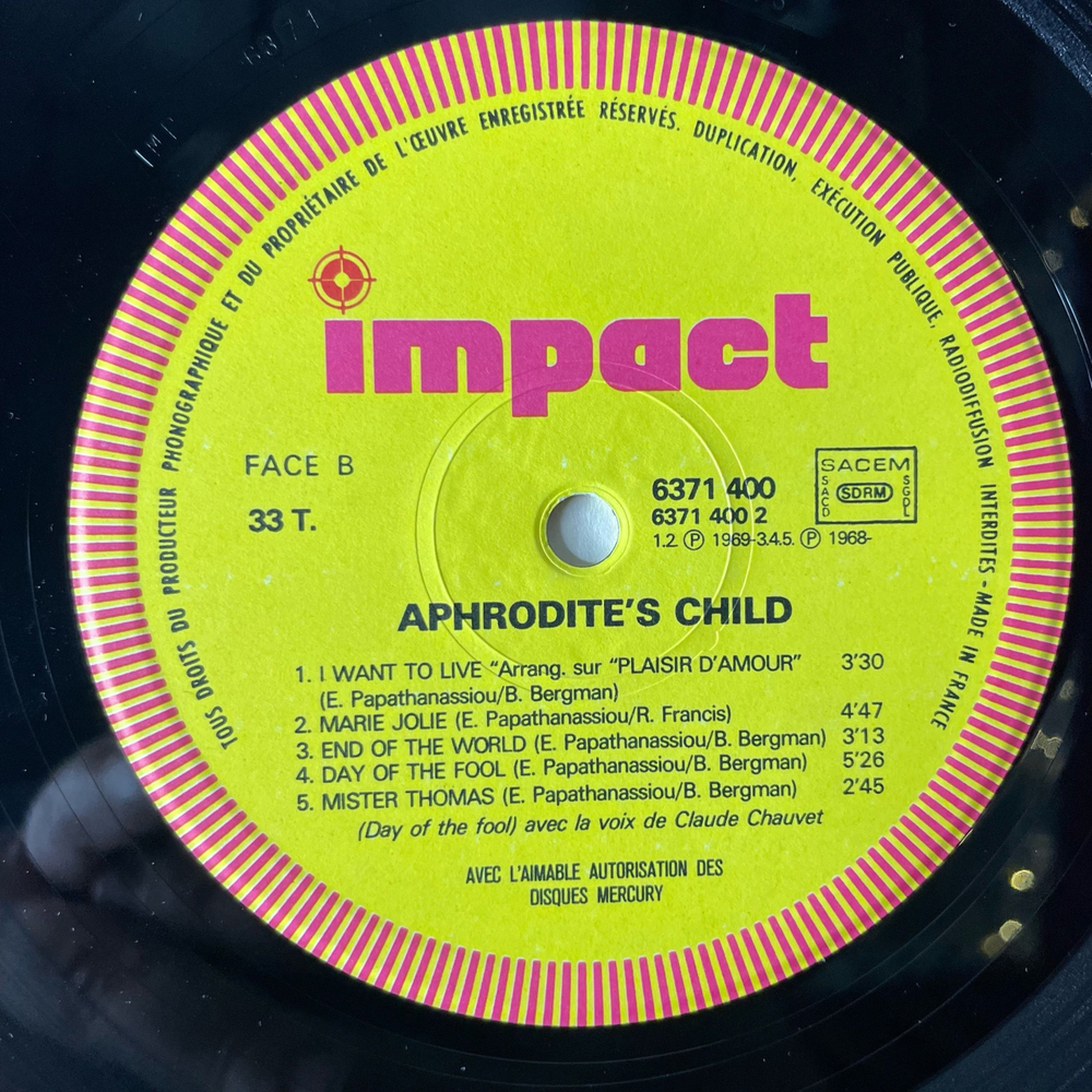 Винтажная виниловая пластинка LP Aphrodite's Child (Франция 1976)