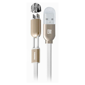 Кабель USB - 2 в 1 для [iPhone + MicroUSB] Remax RC-025t (плоский) Белый