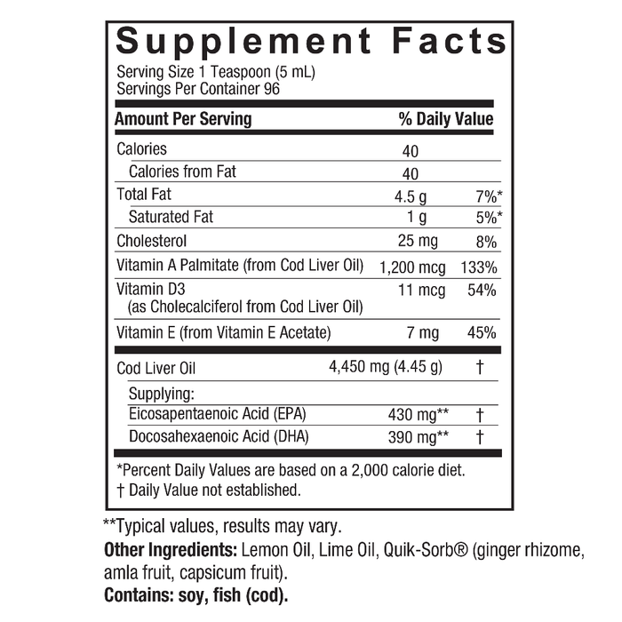 Масло печени трески, Nature&#39;s Answer Norwegian Cod Liver Oil, 480 мл 2