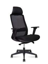 Кресло офисное  Como LB black  черный пластик  черная сетка  черная ткань