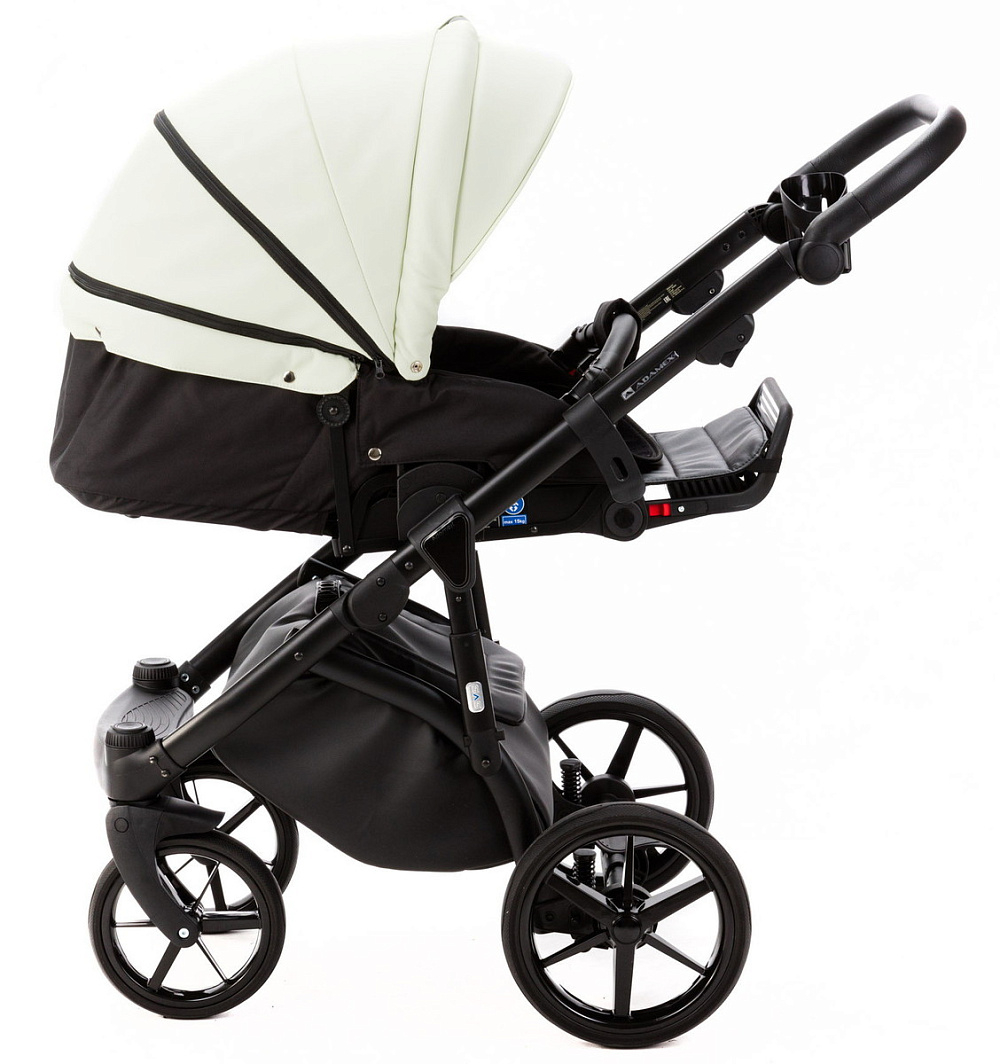 Детская коляска Adamex Nola Deluxe 3 в 1 N-SD104 (КРЕМОВАЯ КОЖА + ЧЕРН.КОЖА)