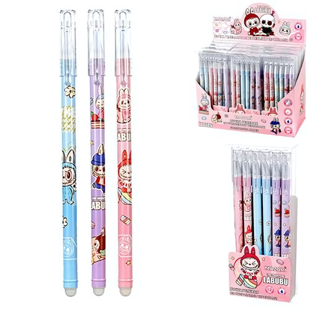 Ручка гель пиши-стирай 0,38мм. "Зубастик" синяя, термочувств.чернила, смен.стержень 130 мм. корп. цв