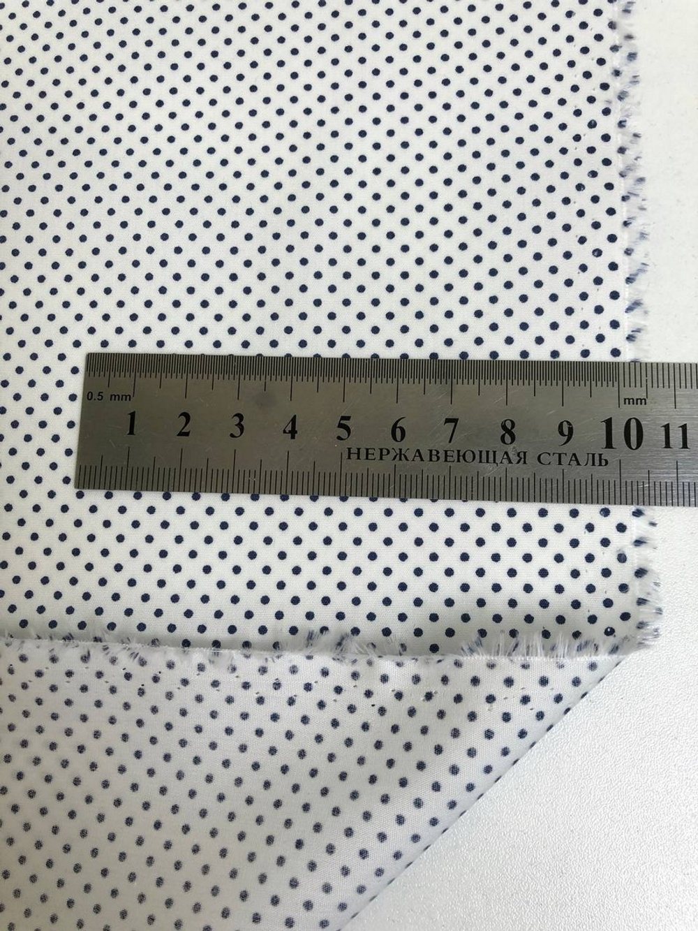 Коттон сорочка принт горох мелкий, белый/черный NB#63