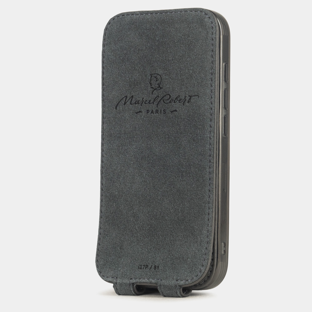 Кожаный чехол для iPhone 17 Pro, теленок серого цвета