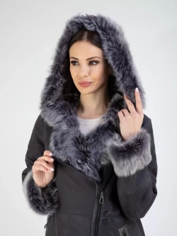 Дубленка зима натуральная с капюшоном длинная