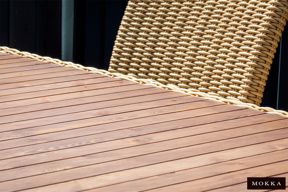 MOKKA BELLA стол прямоугольный с деревянной столешницей, соломенный
