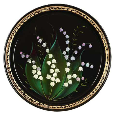 Жостовский поднос декоративный, размер 22 см (A5), металлический