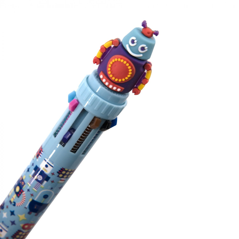 Ручка шариковая Alingar "Робо микс", автомат, 10 цветов, 0,5 мм, круглый, цветной, пластиковый корпус, картонная упаковка