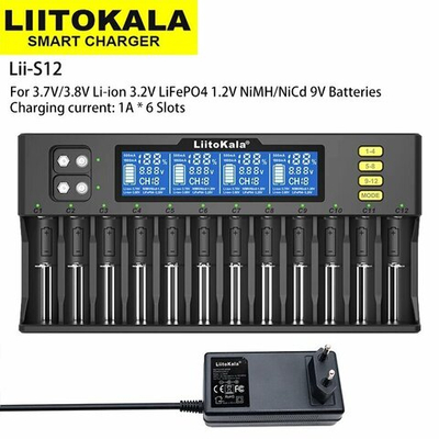Зарядное устройство Liitokala Lii-S12 Standard, для аккумуляторов, EU