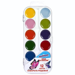 Краски акварельные 12цв. медовые "Юный волшебник" круглые кюветы, пластик, 192358 (ЮНЛАНДИЯ)