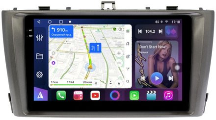 Магнитола для Toyota Avensis T270 2008-2015 (рамка серая) - FarCar BM1224M монитор 9.5" QLED на Android 14, TS10, 4+32Гб, CarPlay, 4G SIM-слот