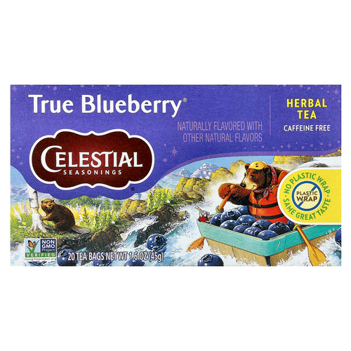 Celestial Seasonings, Herbal Tea, True Blueberry®, без кофеина, 20 чайных пакетиков, 45 г (1,6 унции)