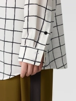 Шелковая рубашка в клетку с черным воротничком OLA OLA