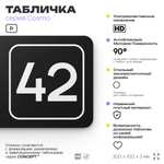 Табличка с номером склада "Склад №42", номер на дверь, 30 х 10 см, серия COSMO, черная, Айдентика Технолоджи