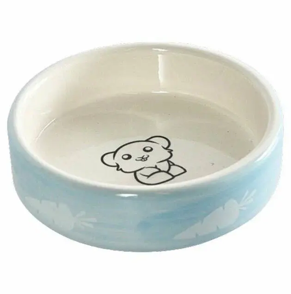 Homepet Миска для мелких грызунов керамическая голубая, 75 мл, 8,5*8,5*3 см