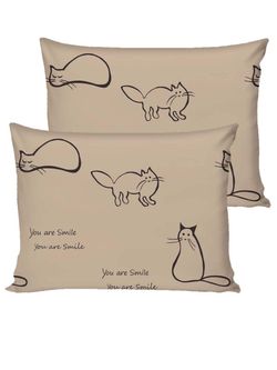 Наволочка комплект 2шт перкаль Сказка "Котики (беж)" 50x70 см на молнии
