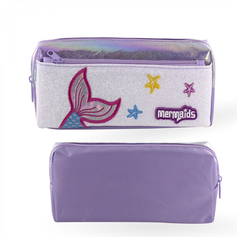 Пенал - косметичка Alingar, ПВХ, молния, боковой карман, 90 х 210 мм, "Mermaids", сиреневый (хвост русалки)