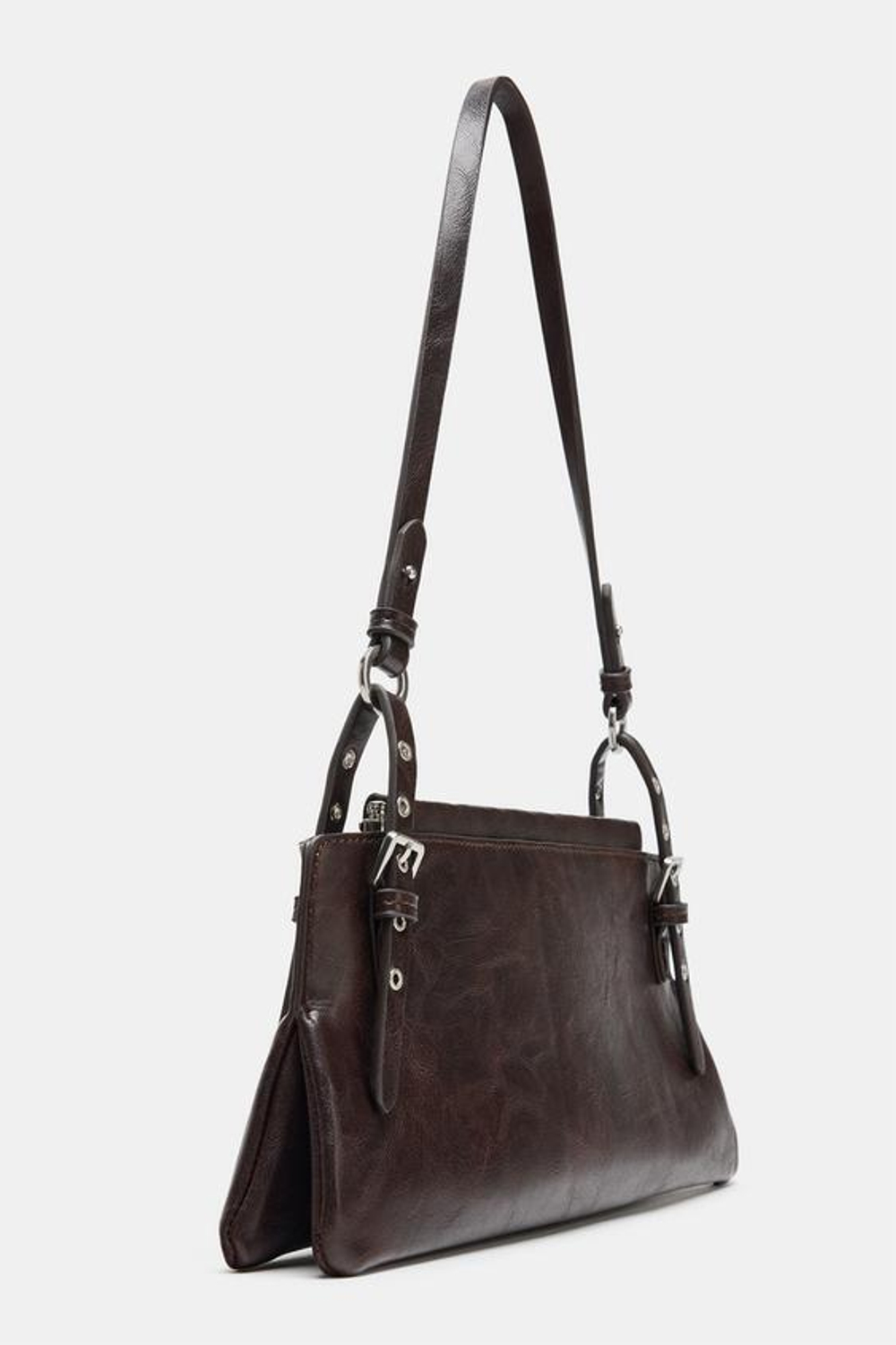 ZARA СУМКА С ЗАКЛЕПКАМИ, БОРДОВО-КРАСНЫЙ