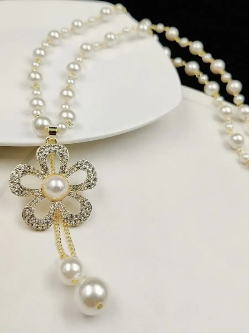 Длинное ожерелье с искусственным жемчугом бусы с подвеской