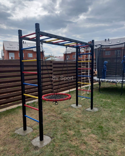 Монтаж уличной шведской стенки Sv Sport Рукоход (4 вертикальных столба)