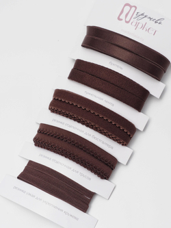 Подборка бельевых резинок шоколад + застежка для бюстгальтера текстильная