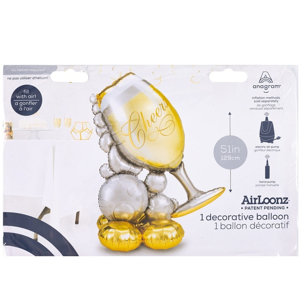 Фольгированный шар-фигура «Бокал шампанского» AIR, 129 см