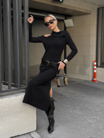 Платье в длине миди со спущенном плечом и воротником