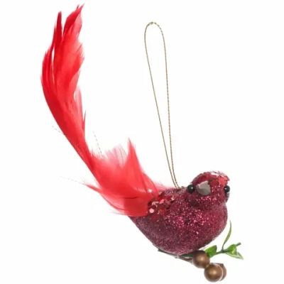 Украшение подвесное «Величественная птица» 18*4*5 см (набор 2шт.), Красный