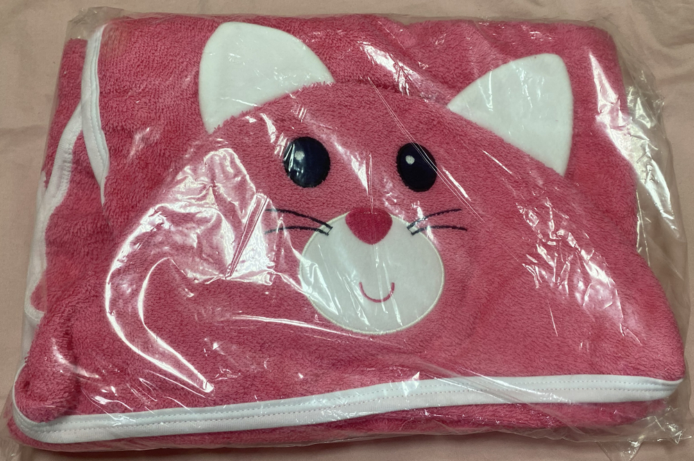 Уголок для купания махровый детский "Розовая киса" размер 75/110 см, 100% хлопок