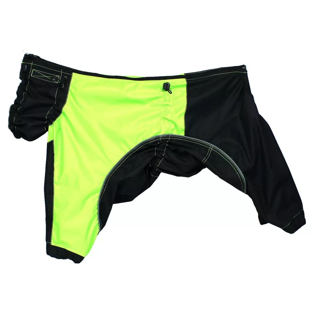 Комбинезон дождевик демисезонный для собак White Wolf вырез на мальчика лимонный-чёрный