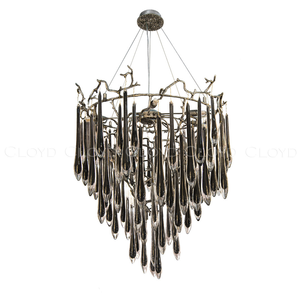 Люстра Cloyd SURINAM C14 / Ø70 см - серебро темн. - черн. стекло (арт.11288)