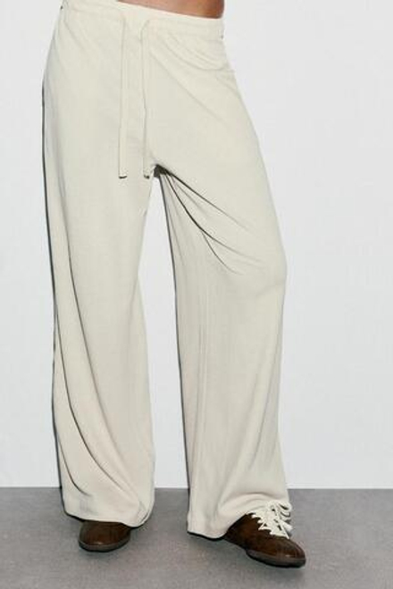 ZARA ПРЯМЫЕ ХЛОПКОВЫЕ БРЮКИ, ЭКРЮ