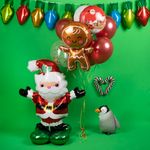 Шар (12''/30 см) Мини-фигура, Леденец трость, Красный/Зеленый, 1 шт.