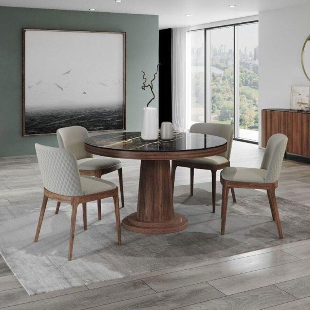 Стол круглый обеденный Bilbo 100, керамика глянцевая черная