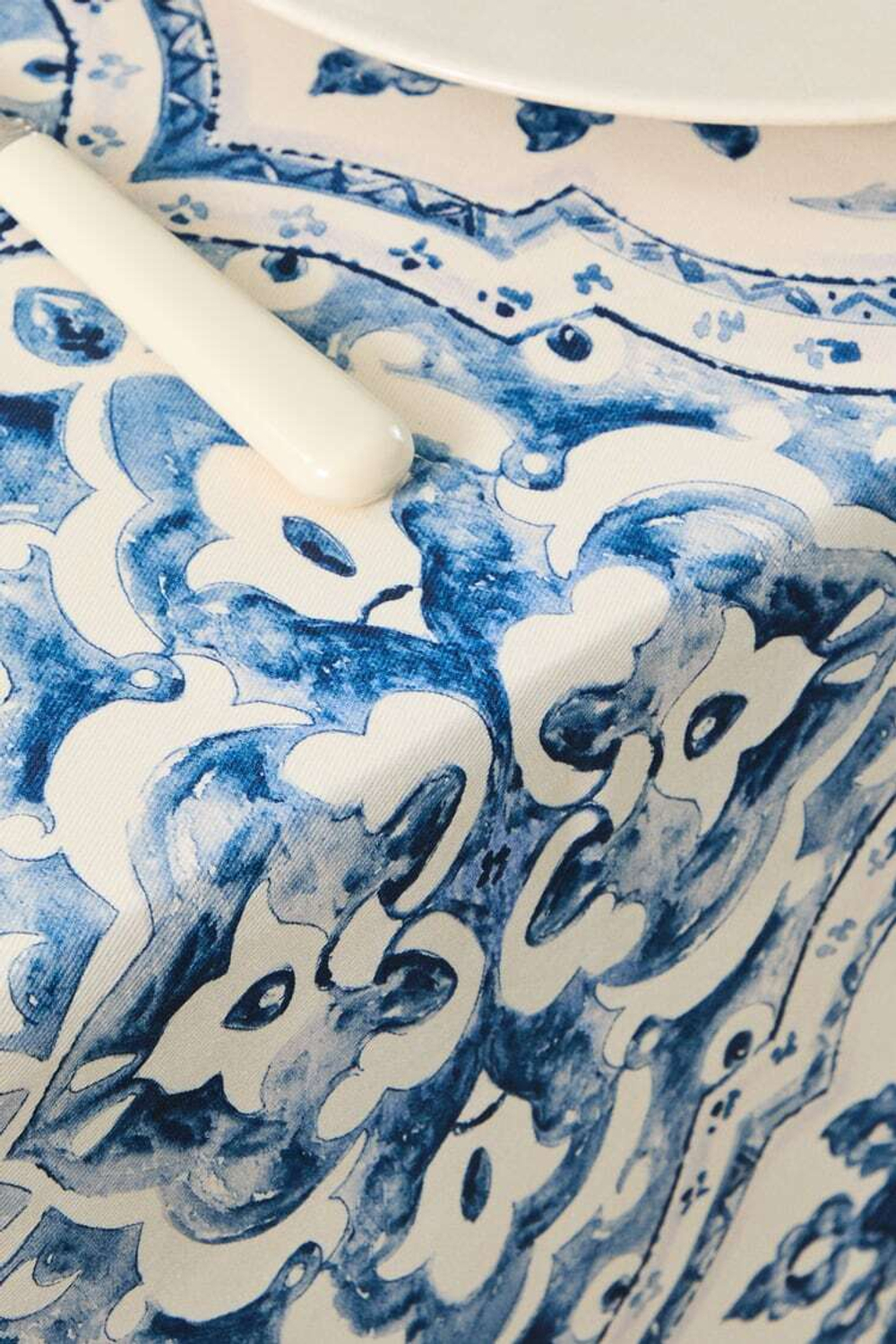 ZARA HOME МОЗАИЧНАЯ СКАТЕРТЬ С ПОЛИМЕРНЫМ ПОКРЫТИЕМ, СИНИЙ